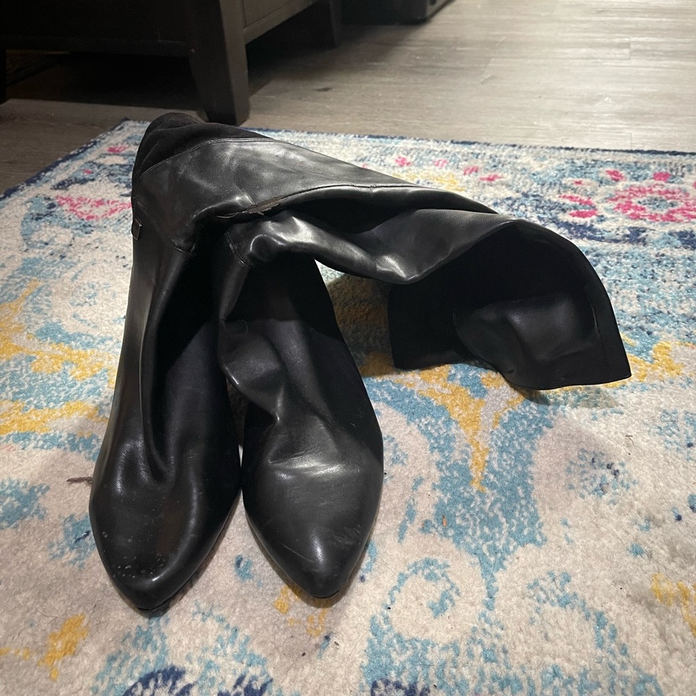 Black Over the Knee Boots with Slouchy Design